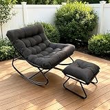 Luestysi Silla Mecedora para Adulto con cojín y Reposapiés, Jardín (Gris)