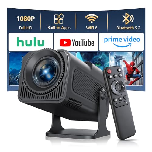 Image of Native 1080P Mini Projector with WiFi and Bluetooth, 4K Support Portable Projector, 300 ANSI, Auto Vertical Keystone, 5W Speaker, Built-in Apps 180° Rotatable Movie Home Theater Outdoor Proyector