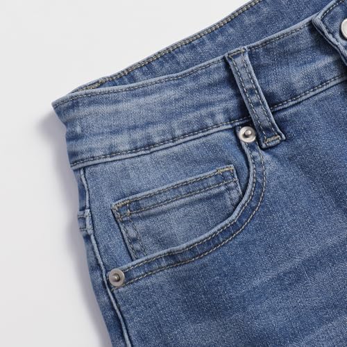 Women's Low Rise Skinny Jeans Stretch Button Destroyed Denim Pants4