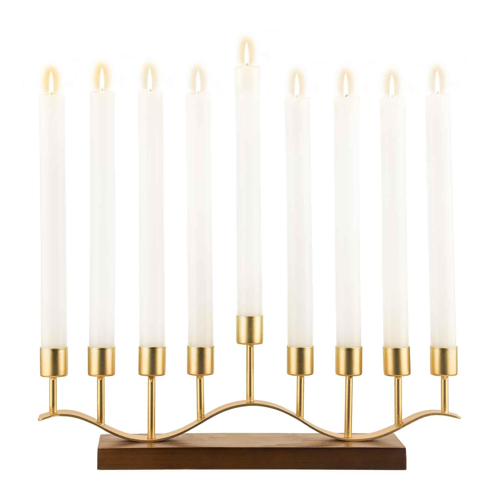 Candle Holder for Hanukkahï¼ŒGold 9 Menorahs Wood Candlestick Holder (Set of 1)