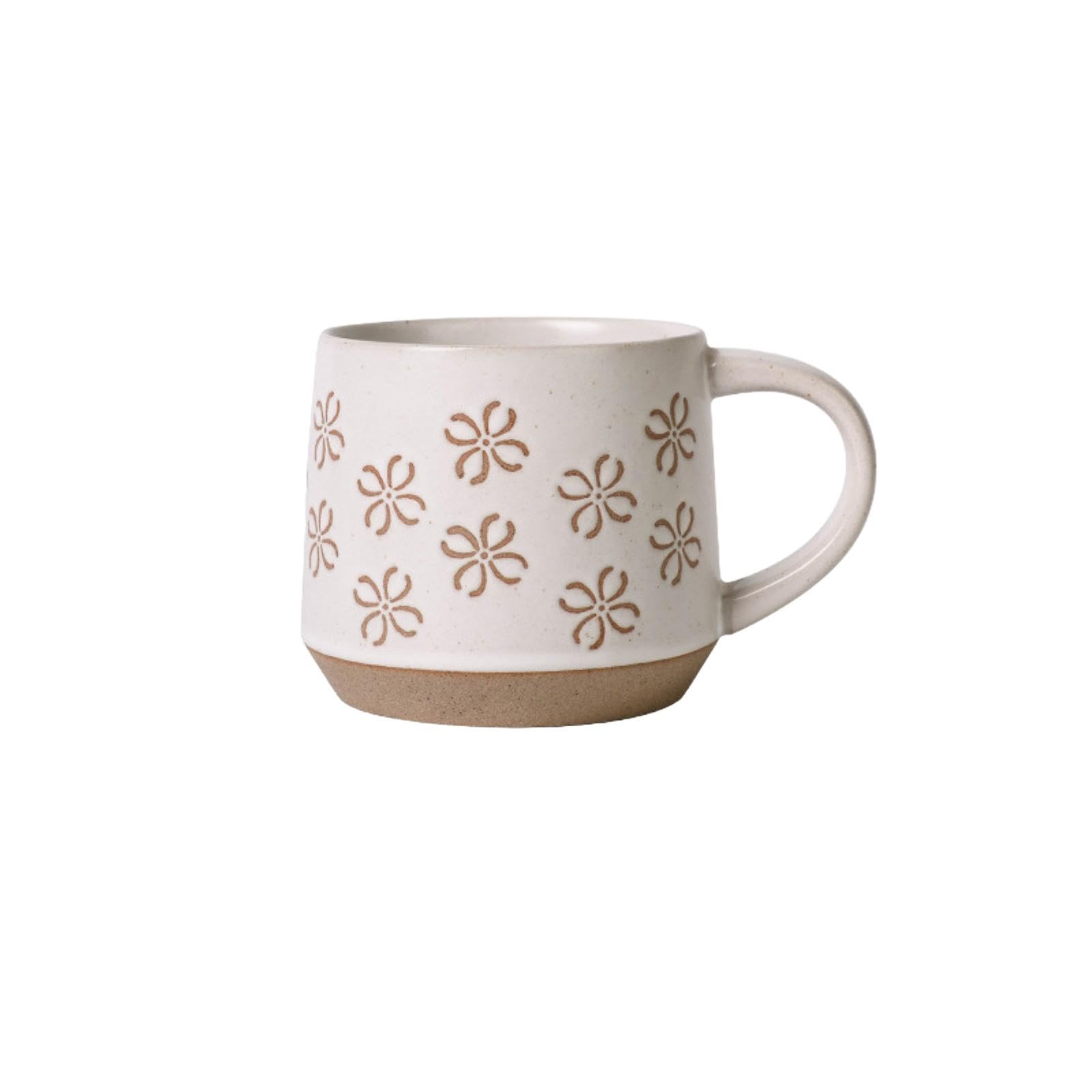Taza de café retro de cerámica de 450 ml, taza de desayuno para el hogar, color blanco