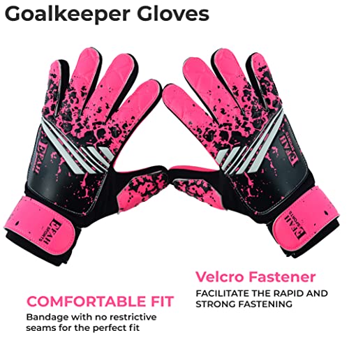 Efah Sports Soccer Goalkeeper Gloves For Kids Boys Children Youth Football Goalie Gloves With Super Grip Protection Palms (Size 4 Suitable For 6 To 9 Years Old, Pink) #TOP2