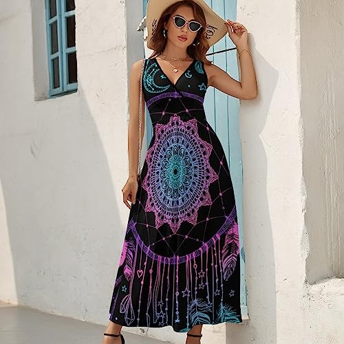 Robe à volants col en V motif attrape-rêves taille M multicolore - 5