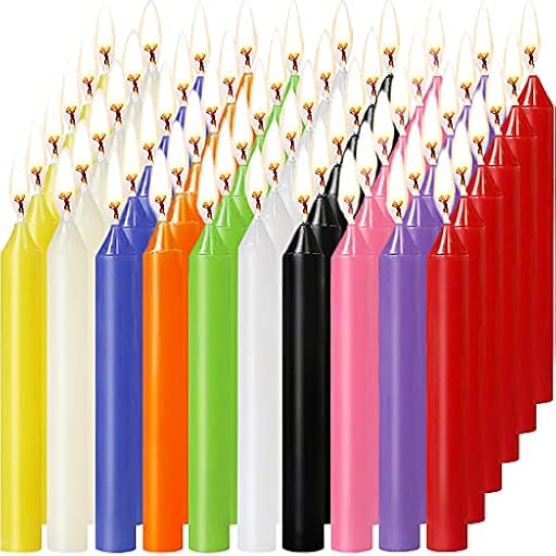 MAISITOO Velas 60 Colores Surtidos de hechizos Velas sin Goteo pequeño para Chimes, Magia, Congregación, vigilia con Velas, rituales, Decoración de Fiesta (10 Colores) 4 Pulgadas de Alto | Ya disponible en tu tienda friki favorita! En mundofriki.es!