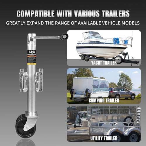 Image of Big RED ATR39002R-1 Torin Boat Trailer Jack with Dual Wheel: Heavy Duty Swing-Back Bolt-On Trailer Jack, 3 /4 Ton (1,500 lb.) Capacity