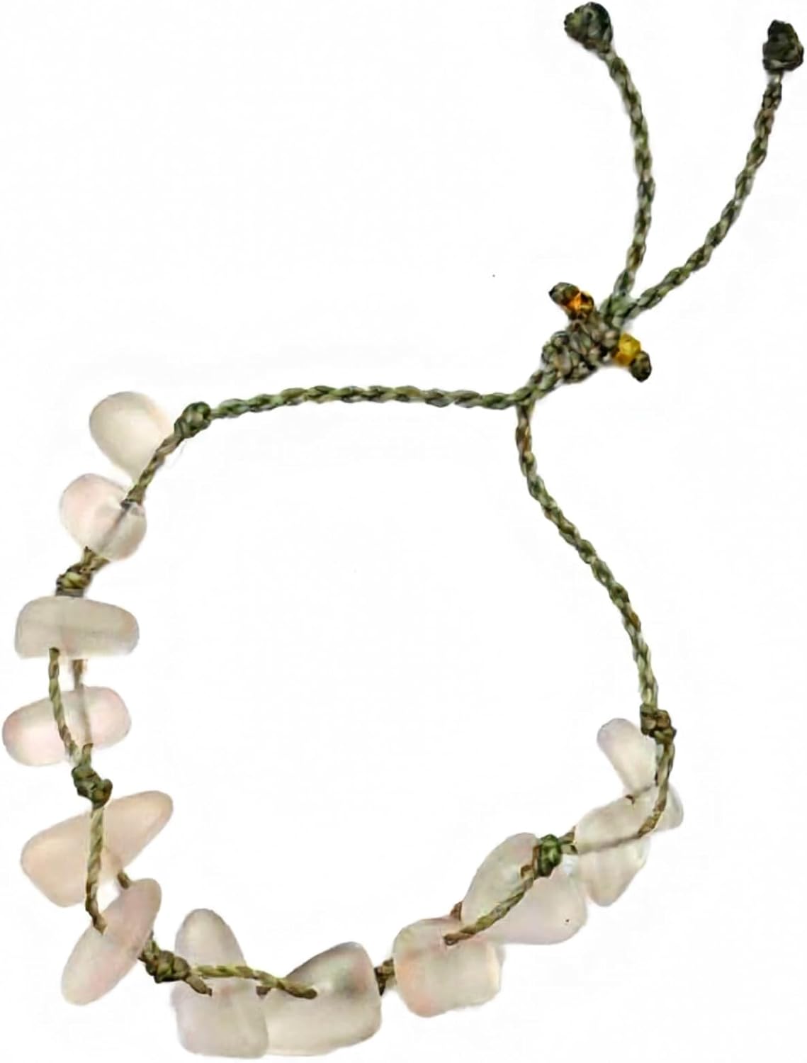 Soft Pink Sea Glass Bracelet on Hand Spun Rope, Del Mar, Waterproof and Beach Ready, Handmade in the Caribbean (Bracelet)