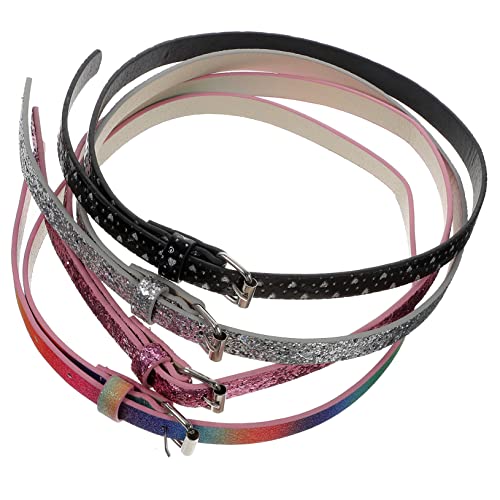 Cinturones delgados de glitter para niñas con hebilla de corazón LIFKOME pack de 4 colores