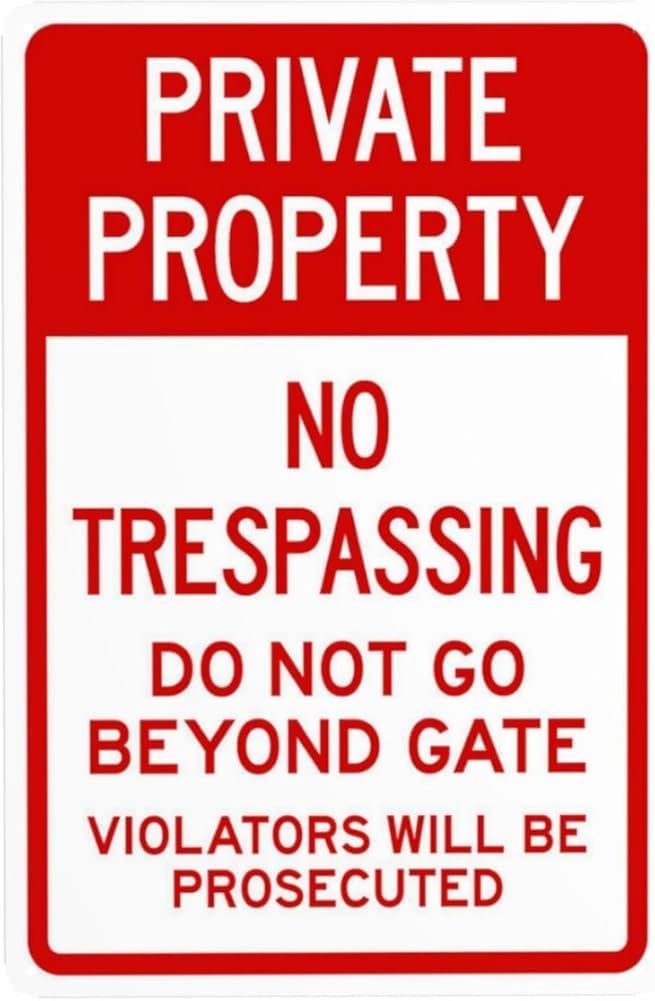 Private Property No Trespassing Do Not Go Beyond Gate Violators Will Be Prosecuted Warning Sign Gate Security Metal Signs For Business Home Wall Safety Caution Decor Gift For Women Men 8x12 Inch