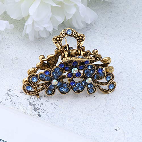 PIXNOR Piranha de cabelo vintage, garra de cabelo de metal com strass para mulheres e meninas, acess