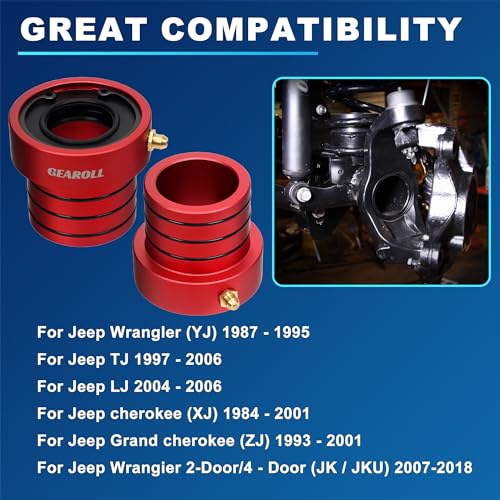 MG21103 Dana 30/44 Front Axle Tube Seal Pair & Inner Axle Side Seal Installation Tool for Jeep Wrangler JK JKU YJ TJ LJ Cherokee XJ Grand Cherokee ZJ 1984-2018 (3PCS Red)