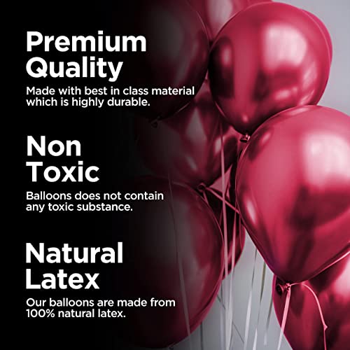 Image of Just Party 25Pcs Red & 25Pcs Lavender Metallic Chrome Balloons with Shiny Surface For Birthdays /Anniversary /Engagement /Baby Shower /bachelorette Party Decorations (Pack of 50)