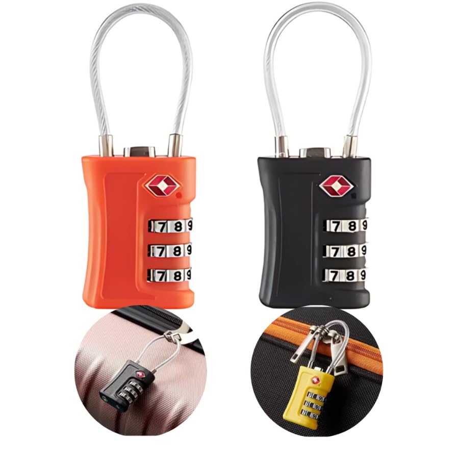 Cadeado Cabo Aço Senha Mala Viagem Aeroporto Mochila Armario Academia (Preto)