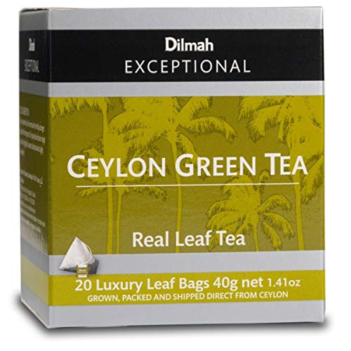 Dilmah Ceylon Green Tea 20 Tea Bags - Dilmah Exceptional Range Tea in Luxury Leaf Bags Pure Ceylon Tea Box
