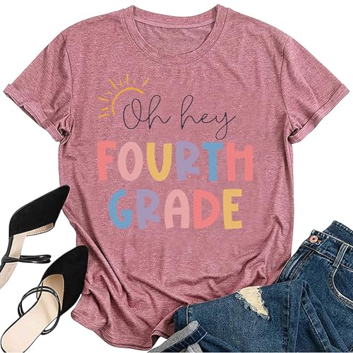 YZMI 4th Grade Shirts First Day of School Teacher Tshirts Back to School Outfits 7-Pink M