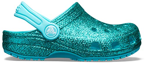 Image of Crocs Kids' Classic Glitter Clog, Pool, 12 M US Little Kid