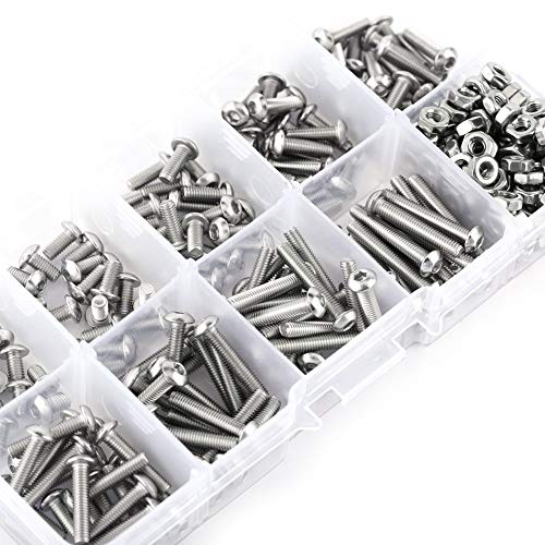 340 Pcs Hex Socket Screws, M3 Bolt and Nuts Set, Stainless Steel SS304 Button Head Hex Socket Screw Bolt Nut Assortment Kit