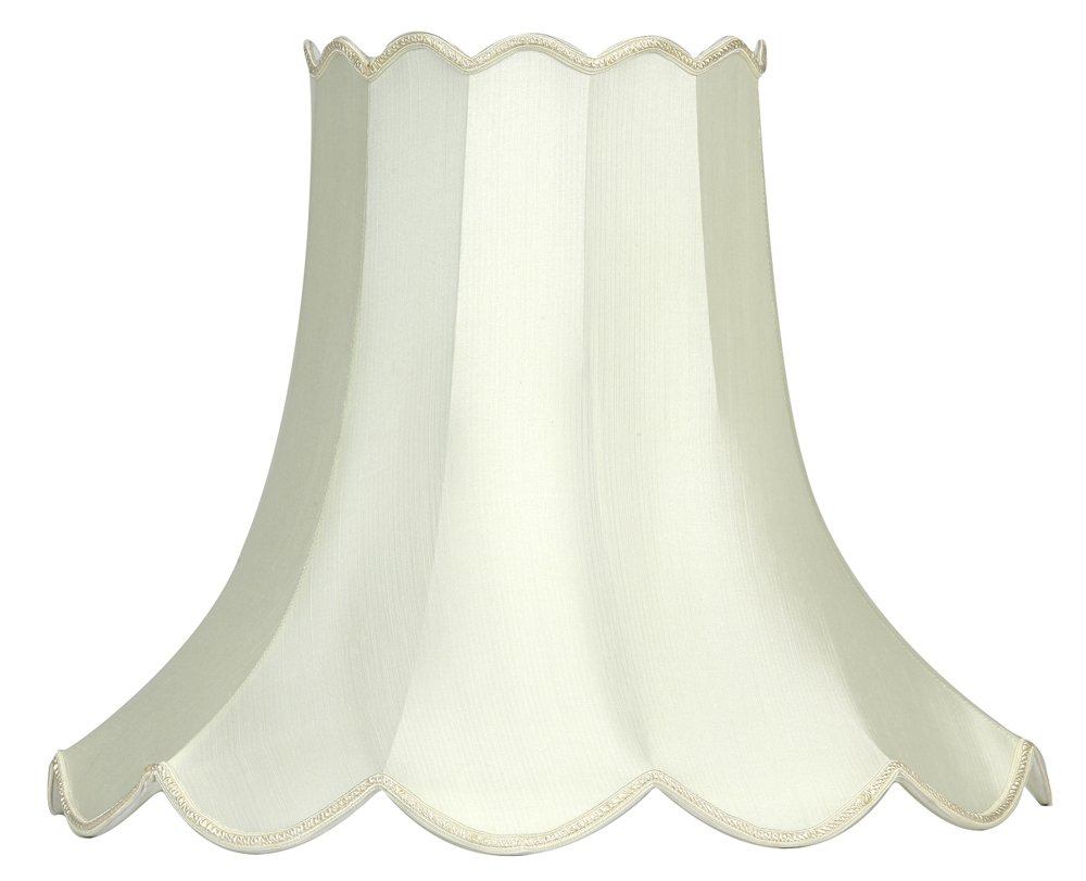 Lampshade Cream 15"" Scallopped Ivory Faux Silk 370mm Oaks Lighting S701/14 IV