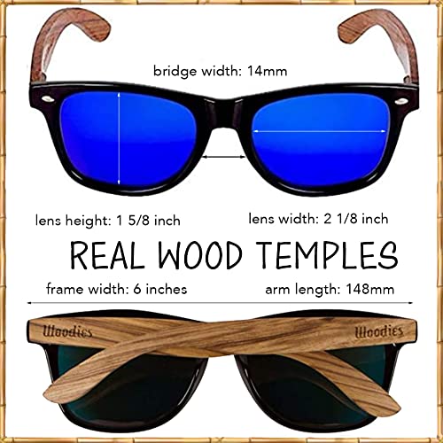Woodies Zebra Wood Sunglasses with Mirrored Polarized Lens and Wooden Frame for Men and Women | 100% UVA/UVB Protection3