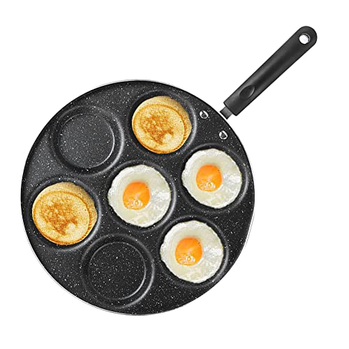 7Mold Panqueques Panqueque, Sartén de huevo antiadherente dividida, Molde de hamburguesa de aluminio Molde redondo para panqueques, Sartén antiadherente para tortillas para cocina en el hogar,