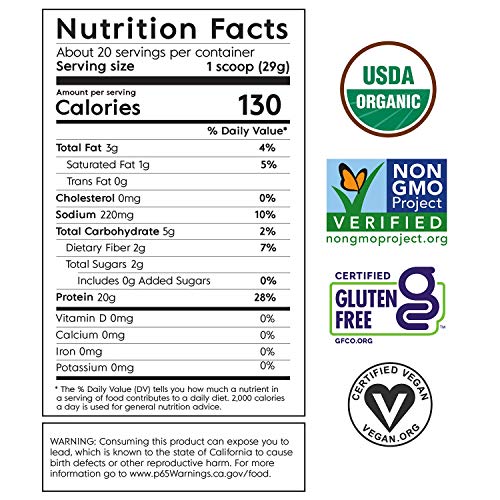 Truvani Plant Based Usda Certified Organic Protein Powder, Vanilla, 20.9Oz (1Pk, 20 Servings) #TOP1