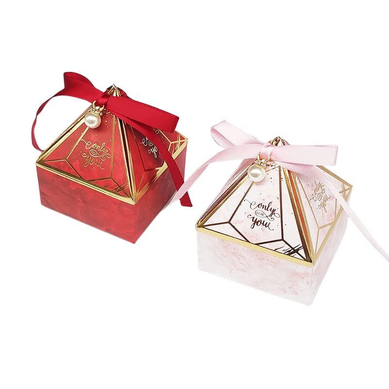 20/50/100 pièces boîte-Cadeau de Bonbons Gem Tower boîte à Bonbons avec Ruban Perle faveur de Mariage décoration bébé Douche Emballage événement et fête Fournitures