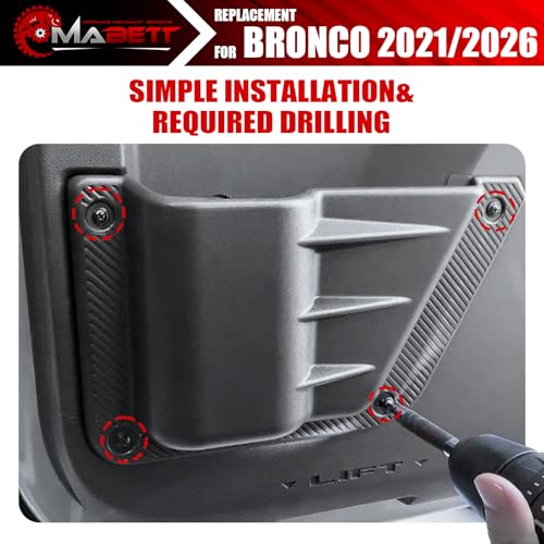 Mabett Rear Door Pocket for Ford Bronco Accessories 2026，2021-2025, Side Door Storage Box fit Bronco 4-Door, Drilling Required, Black by Mabett - Image 7