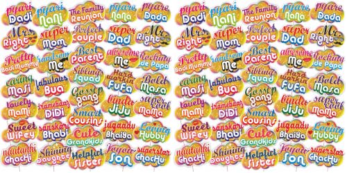 Image of WOBBOX All Occasion Indian Family Photo Booth Party Props, Baby Shower for Family /Birthday /Wedding (36 Pcs) (Pack of 2)