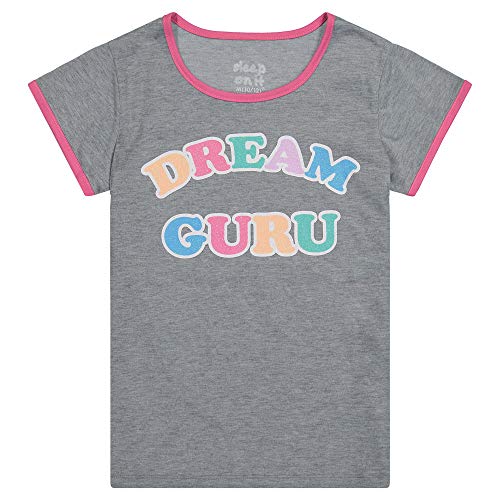 Sleep On It Girls 4 Piece Summer Pajama Tank Top And Short Sleeve Shorts Set (2 Full Sets) (7-8, Gray/Blue Heather) #TOP5