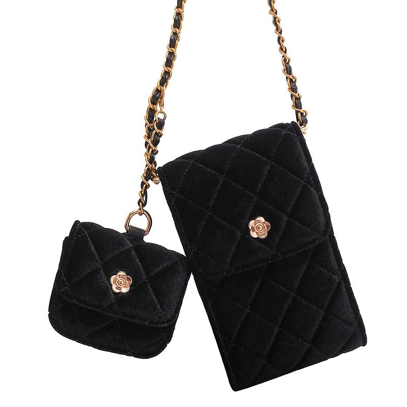Women's velvet rhombus mini letter zero purse mobile phone bag diagonal shoulder bag2