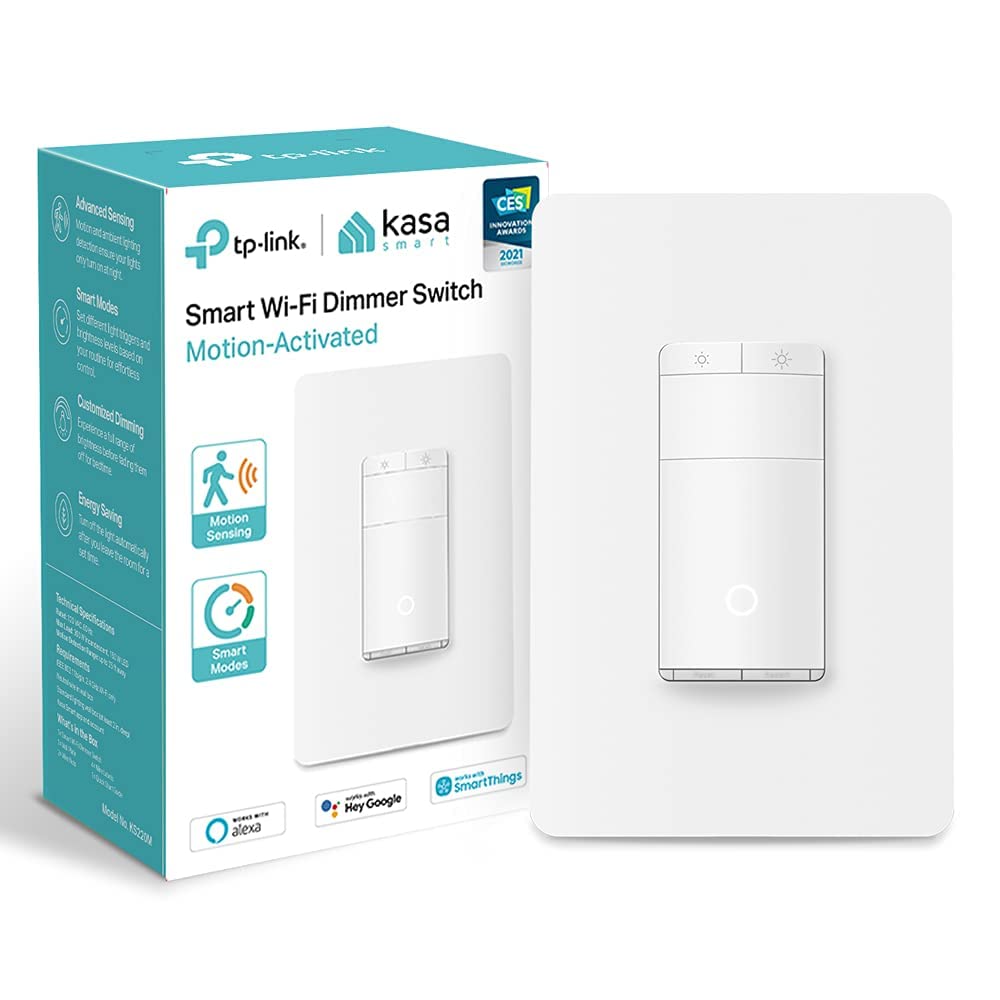 Kasa Smart Motion-Activated WiFi Dimmer Switch by TP-Link (KS220M) - Smart Motion Detection, WiFi Light Switch Works with Alexa and Google Assistant, No Hub Required, White