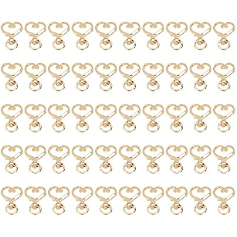 Coshar 50pcs Heart Shaped Swivel Buckles Spring Snap Clip Lobster Clasp Hook Keychain Jewelry Findings(KC Gold) Cover