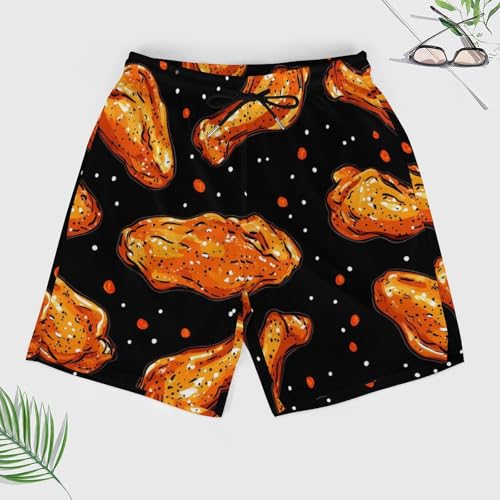 Fast Food Chicken Wings Mens Swim Trunks with Compression Liner Quick Dry Board Beach Shorts3