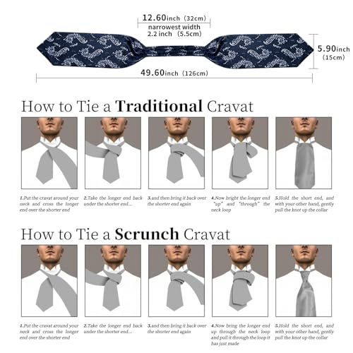 Image of DiBanGu 3PCS Ascot Ties for Men Wedding Jacquard Woven Silk Ascot Cravat for Men Cravat Tie and Pocket Square Set
