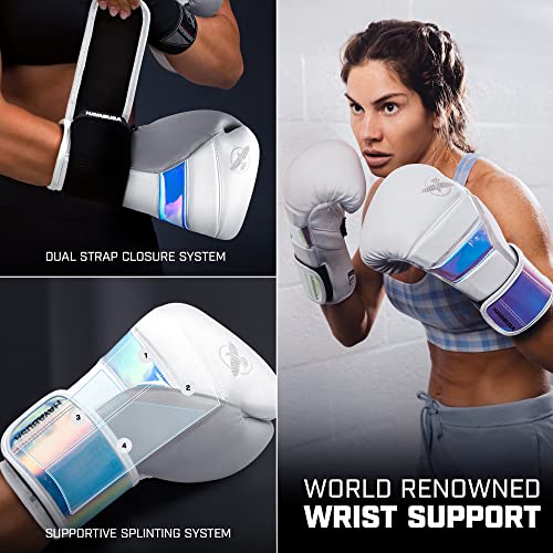 Image of Hayabusa T3 Boxing Gloves - Sparring - White /Iridescent, 16oz | Sparring Gloves, Muay Thai Gloves, Kickboxing Gloves, Heavy Bag Gloves, Boxing Gloves for Men and Women, Boxing Gloves