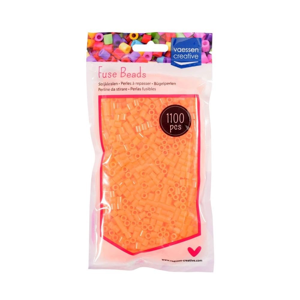 Vaessen Creative Fuse Beads, Neon Orange, Set of 1100 Pieces for DIY Crafts with Kids, Making Jewelry, Homemade Decorations and Other Crafty Ideas, 5mm 5009-029