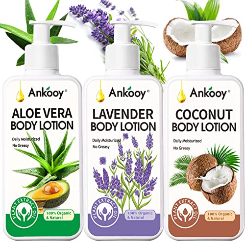 3 Pack Body Lotion for Women Dry Skin,Bulk Lotion for Men Scented Natural Body Moisturizer Aloe,Coconut,Lavender with Vitamin E, Moisturizing Body Cream With Shea Butter, Skin Lotion Body Skin Care Products Mother Day Father Day Valentine's Day Gifts
