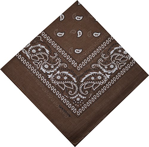 Pañuelo bandana para el cuello, para moteros, Nikki, estampado de cachemira, 100 % algodón, 25 colores, marrón, Talla única