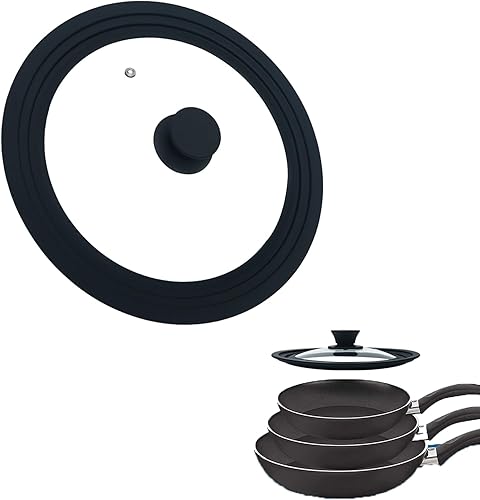 Pastlla Tapa universal para ollas, sartenes y sartenes, resistente al calor, tapa de vidrio templado, tapas de repuesto para ollas de 7, 8 y 9