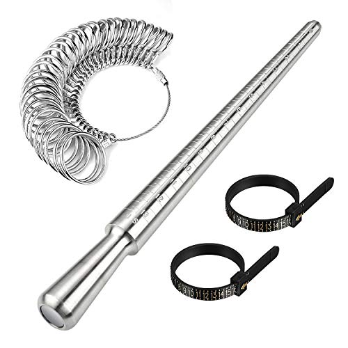 Accmor Ring Size Measuring Tool with Ring Mandrel & Ring Sizer Guage, Ring Stick Jewelry Mandrel and Ring Gauge Finger Sizing for Jewelry Making