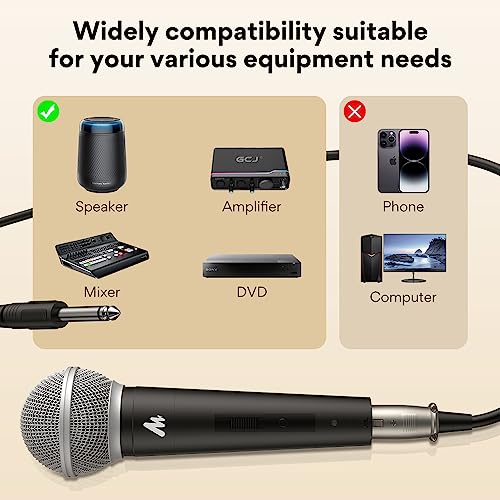 Image of MAONO Dynamic Microphone Wired for Singing, Corded Karaoke Mic with 9.8FT /3M XLR Cable, with On /Off Switch (AU-WDM01)