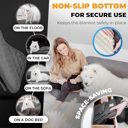 Waterproof Dog Blanket for Couch – Pet Hair Resistant Sofa Protector - Non Slip Dog Couch Cover - Washable Waterproof Pet Blanket for Sofa Bed Car - Reversible Dog Blanket for Couch Protection - Image 4