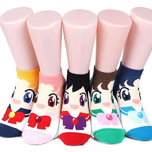 Aries Sailor Moon Calcetines de mujer 6 pares (6 colores) = 1 paquete Hecho en Corea, 6 Color, Talla...
