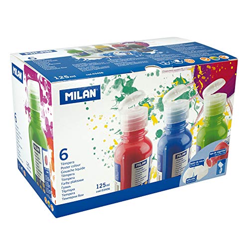 Image secondaire de MILAN - Boîte de 6 bouteilles de gouache de 125ml Couleurs Assorties