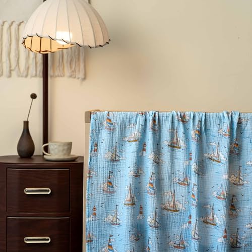 Image of Muslin Swaddle Blankets for Newborn, 3 Pack Breathable Soft Receiving Blanket, Large 38 x 40 inches Swaddle Wrap Burping Clothes, Essentials Infant Shower Items, Toddler Gift (Blue Sea)