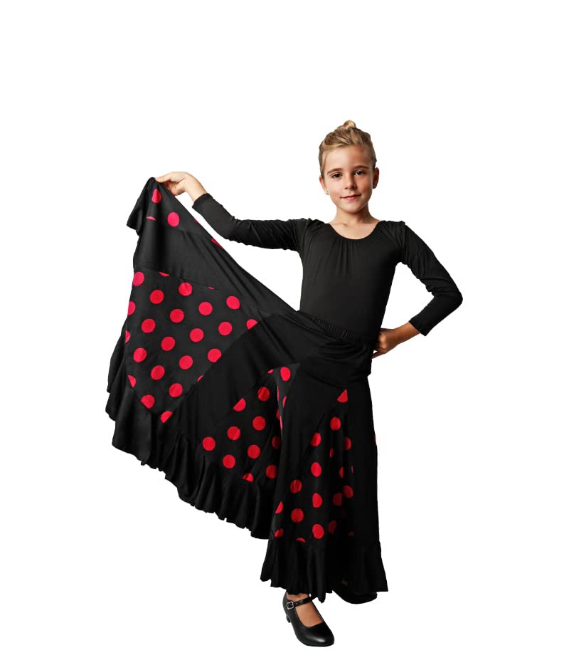 Dysmad Costumizate! Falda de Flamenco para niñas. Flada con un Volante y Lunares con Colores a Elegir. (2, Rojo)