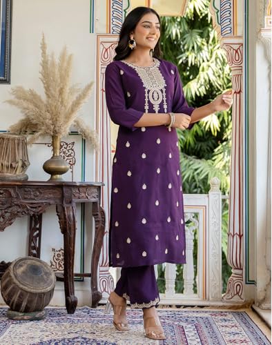 Image of SKYLEE Rayon Chikankari Embroidery Anarkali Kurta Set with Dupatta
