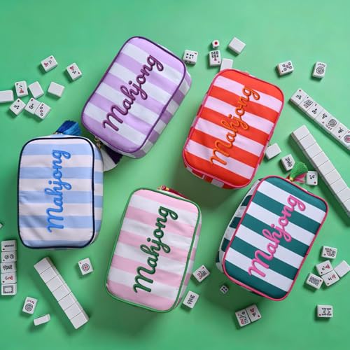 Bolsa para fichas de Mahjong con 4 cartas acrílicas miniatura 7