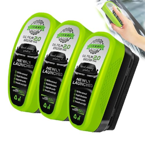 Nettoyant pour vitres de voiture Nanotechnologie Car Windshield Cleaning Brush 3 en 1 Oil Film Brush 2.0, anti-buée et pluie, pour pare-brise, miroirs et fenêtres de maison, sans traces