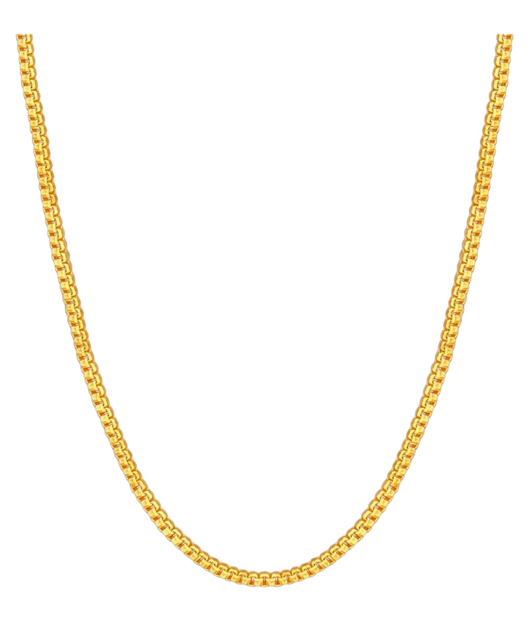 ™ Stylish and Exclusive Attractive Box Pattern Design Golden Brass Chain Necklace Gold Plated Fashionable Jewellery For Women Girls Men Boys and Unisex-image-29