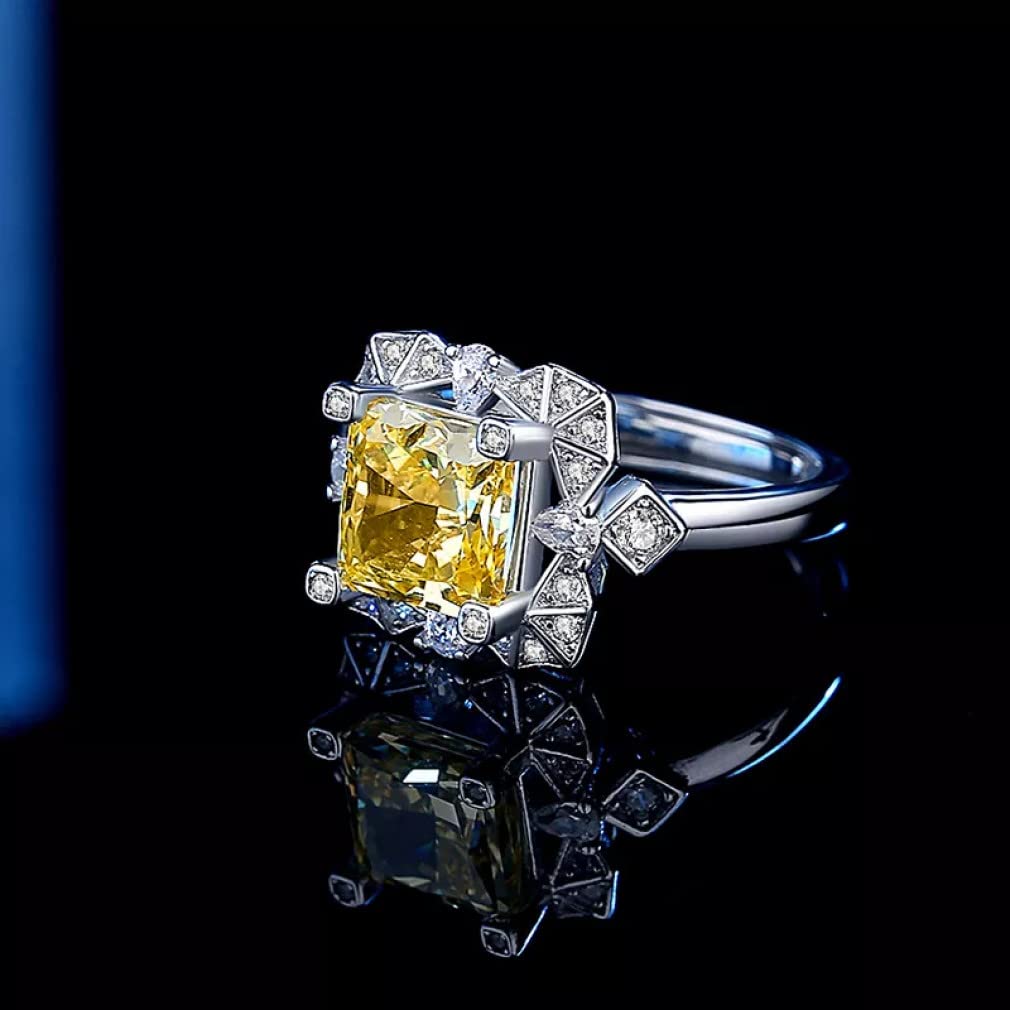 Ringe, 8 mm gelber Diamantring aus hochwertigem Edelstahl (S925), verstellbare Größe, perfektes Geschenk zur Hochzeit oder for Geburtstag